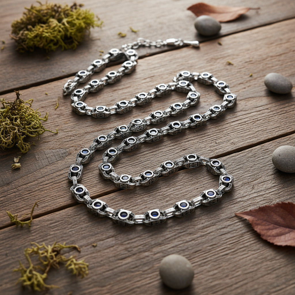 Chrome Hearts Aragogaceous pattern sapphire necklace for couples