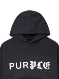 Purple Brand logo-print raw-edge hoodie