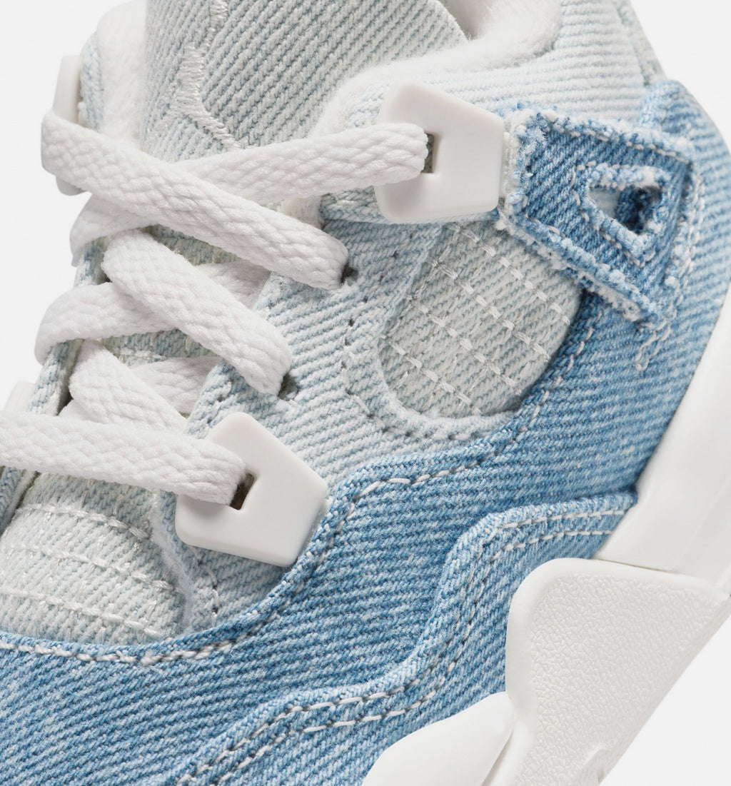 Air Jordan 4 Retro Worn Blue – Infant & Toddler Lifestyle Shoe | Sail/Worn Blue/Metallic Gold