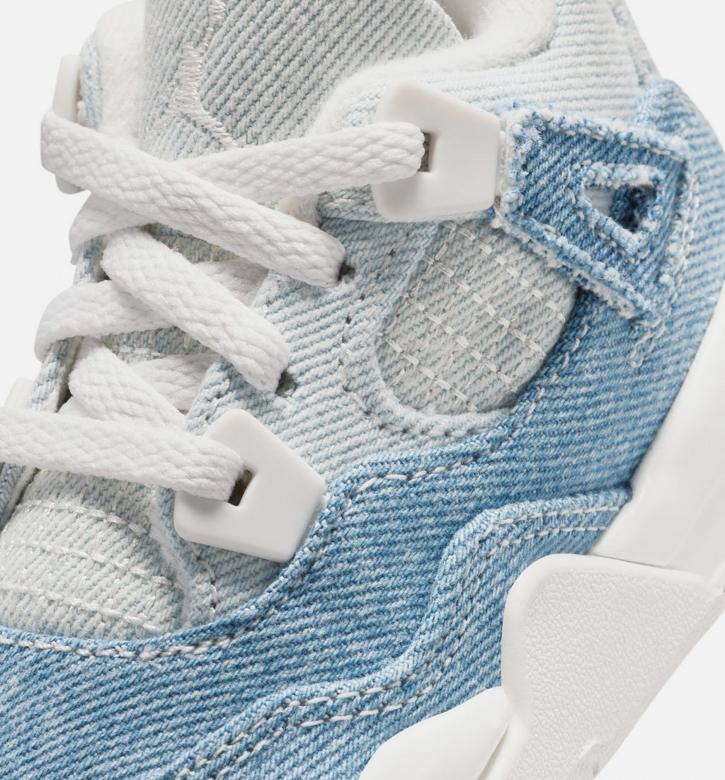 Air Jordan 4 Retro Worn Blue Infant Sneakers - Sail/Worn Blue/Metallic Gold