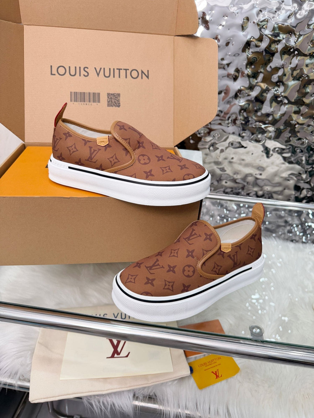 Louis Vuitton Men's Brown Monogram Slip-On Sneakers